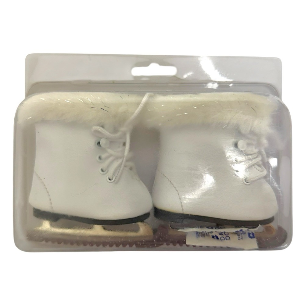 Vintage 2004 American Girl Doll Lace-Up Ice Skates Shoes Faux‎ Fur Trim NIB